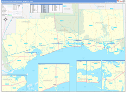 Gulfport-Biloxi-Pascagoula Metro Area Wall Map Basic Style 2026